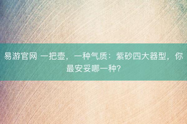 易游官网 一把壶，一种气质：紫砂四大器型，你最安妥哪一种？